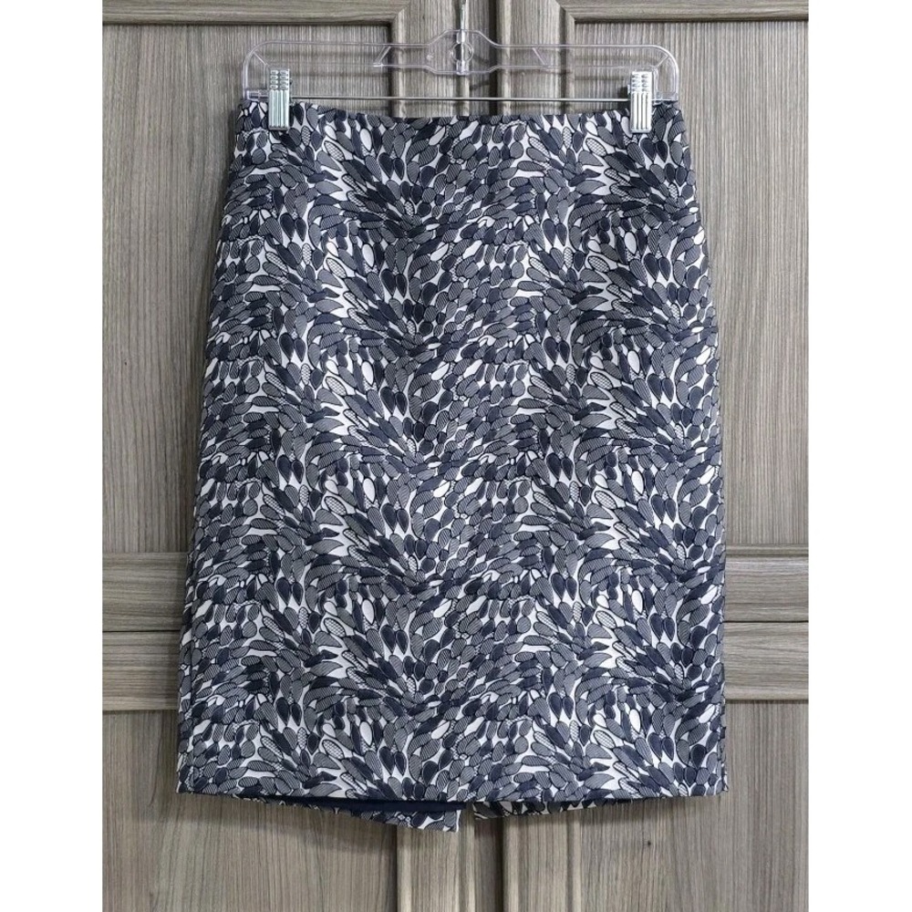 Ann Taylor Pebble Pattern Pencil Skirt Sz 4 Classy Chic Blue Tones With White
